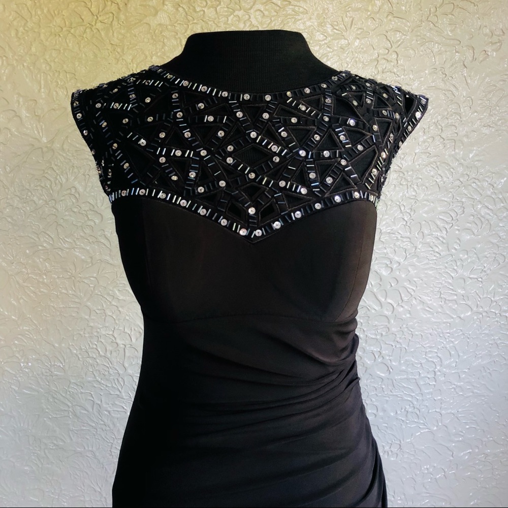 Cache Women’s Midi Black Ruched Bottom Bodycon Ev… - image 5